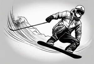 i want a tattoo that encapsulates snowboarding in a fine line american tattoo style tattoo idea