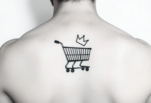 A small shopping cart with a princess crown 
somewhere on it tattoo idea