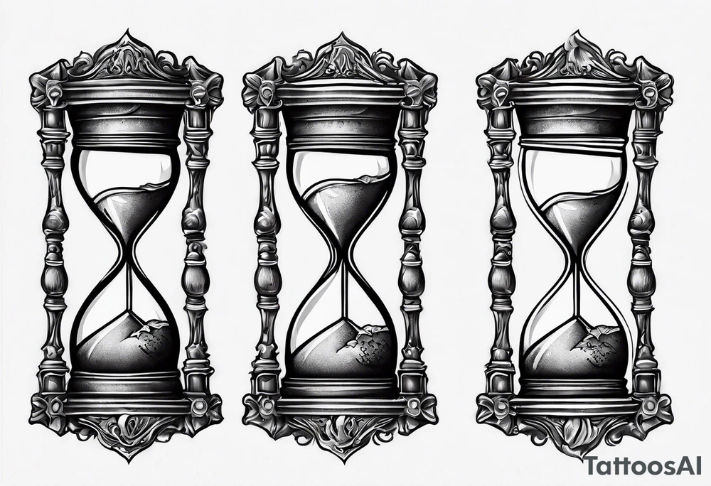 American traditional hourglass made of bones tattoo idea