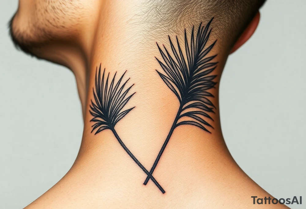 large woven palm leaves tattoo idea
