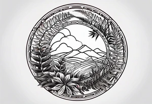 ferns in a circle tattoo idea