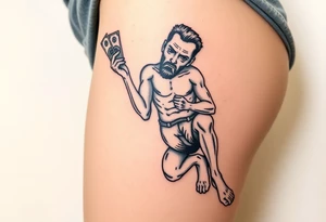 pathetic beta male with disgusting saggy body and limp dick on his knees offering money tattoo idea