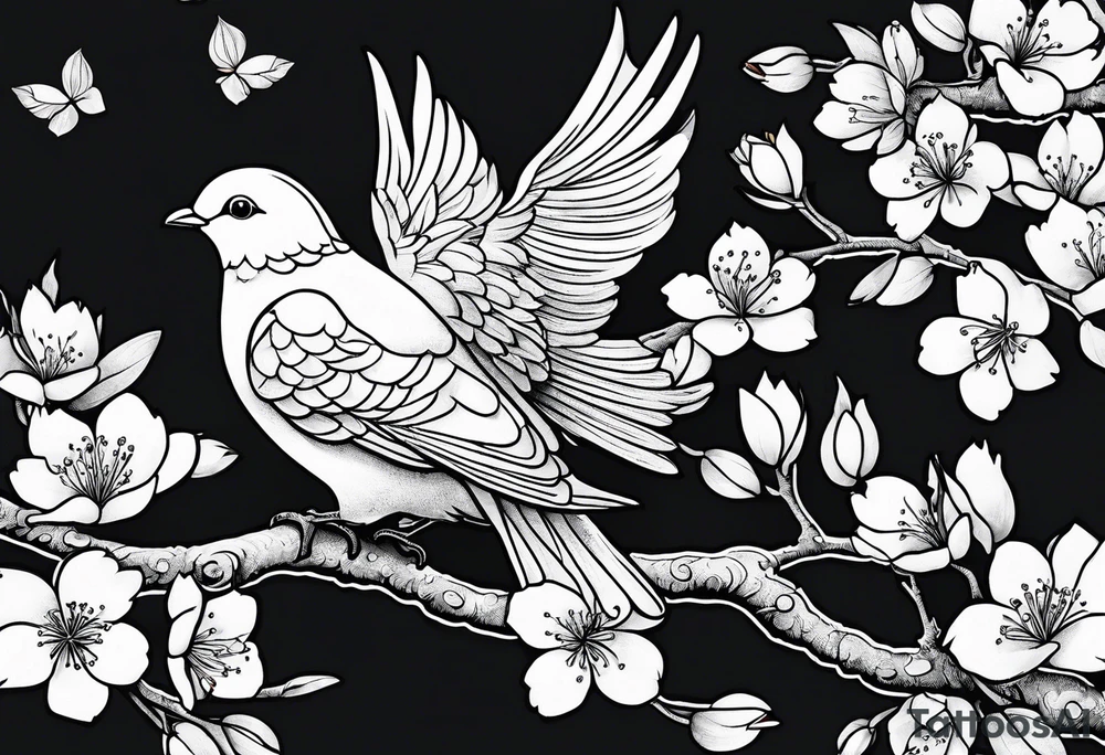 Cherry blossom with 3 doves tattoo idea