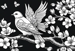 Cherry blossom with 3 doves tattoo idea
