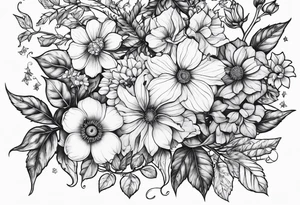 Wildflowers and ivy vines tattoo idea