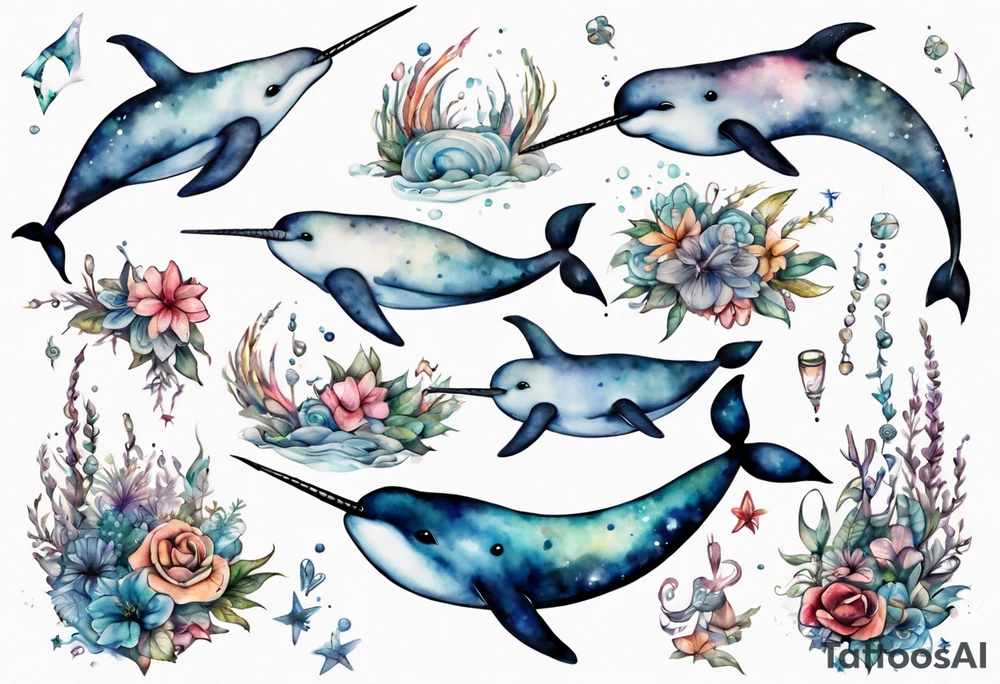 a narwhal tattoo idea