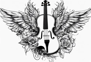 CROSSEED ACOUSTIC GUITAR AND VIOLIN WITH WINGS tattoo idea