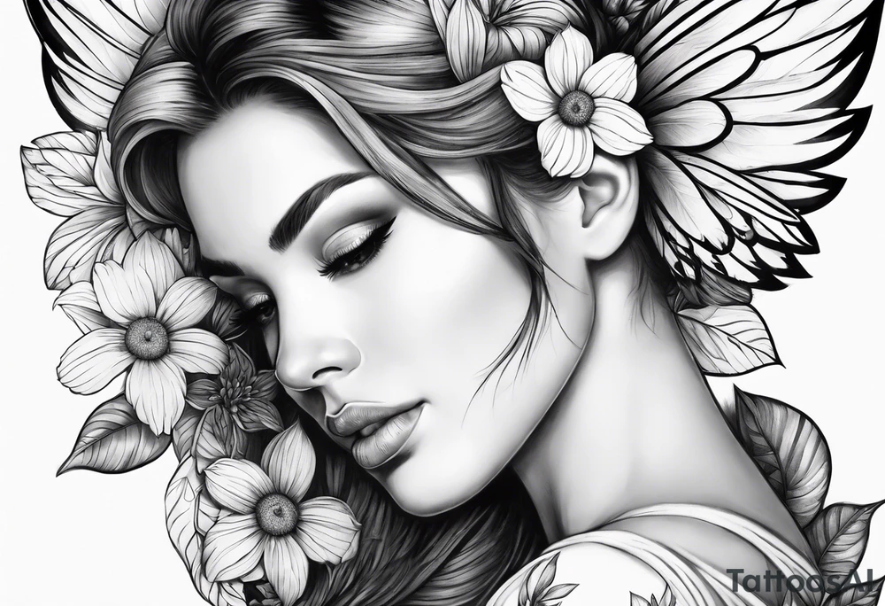 wing, flower, tattoo idea