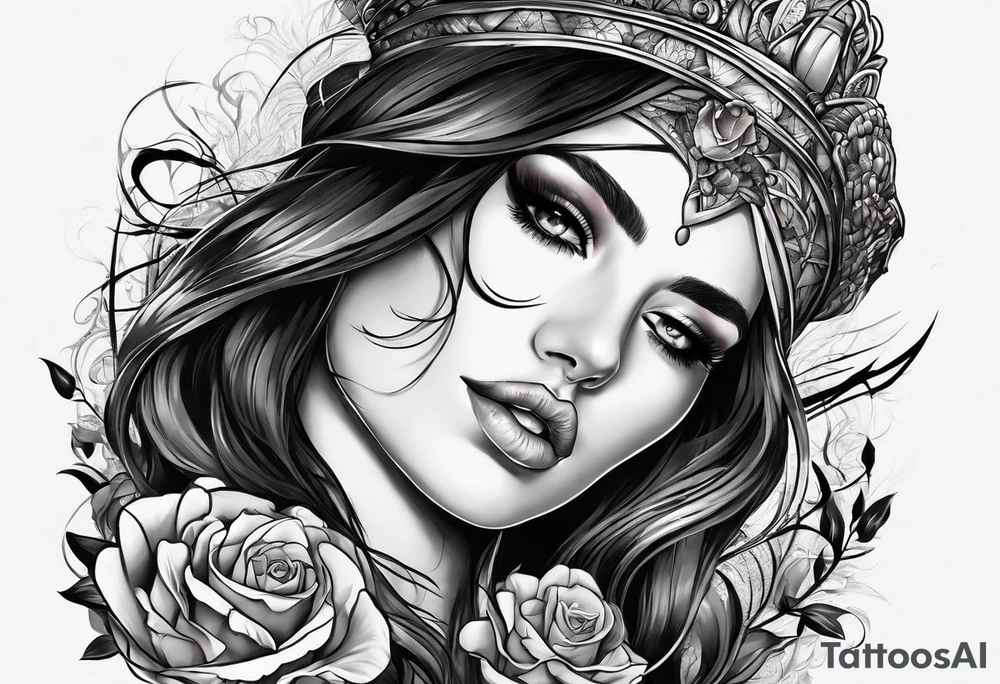 Ugl. Woman waking from her grave as a new beautiful woman tattoo idea