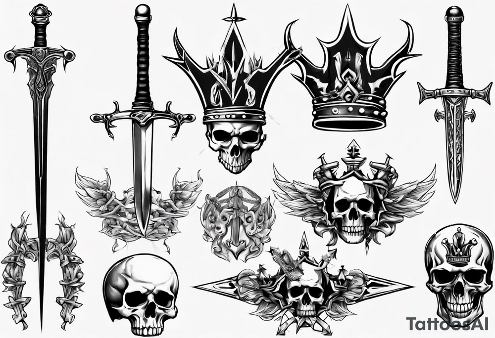 Sword and crowns tattoo idea