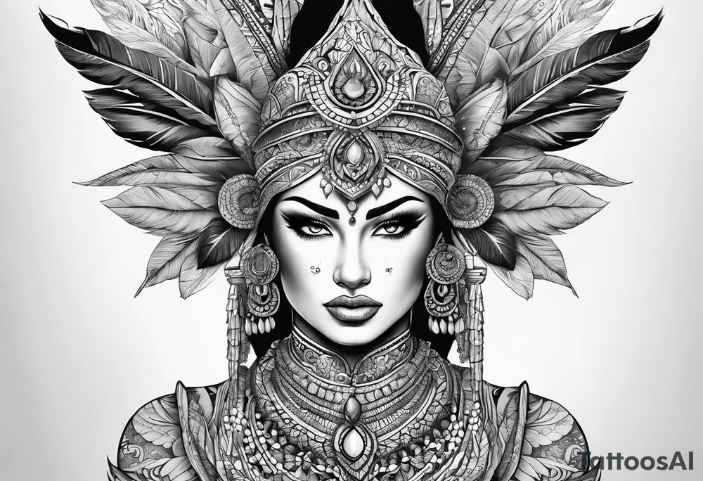 Naga kobieta z odkrytymi piersiami, anielskie skrzydła pali papierosa, tattoo idea