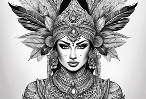 Naga kobieta z odkrytymi piersiami, anielskie skrzydła pali papierosa, tattoo idea