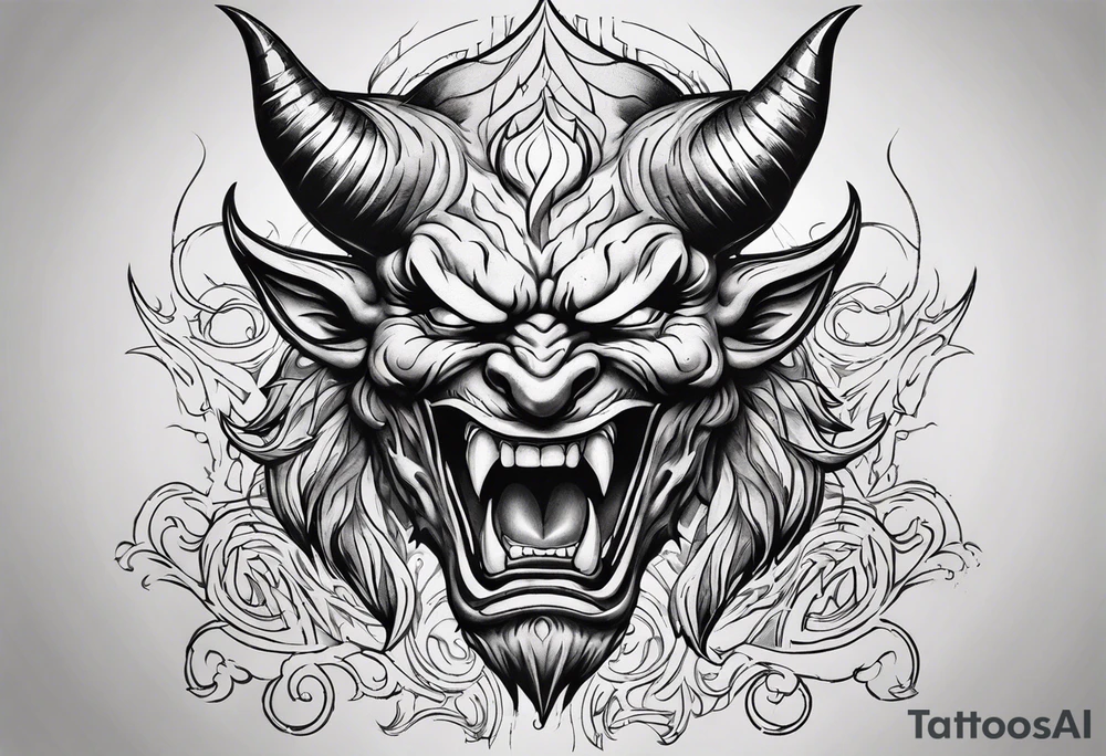 angry devil for a chest tattoo idea