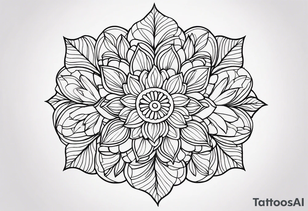 flowers, leaves mandala tattoo idea