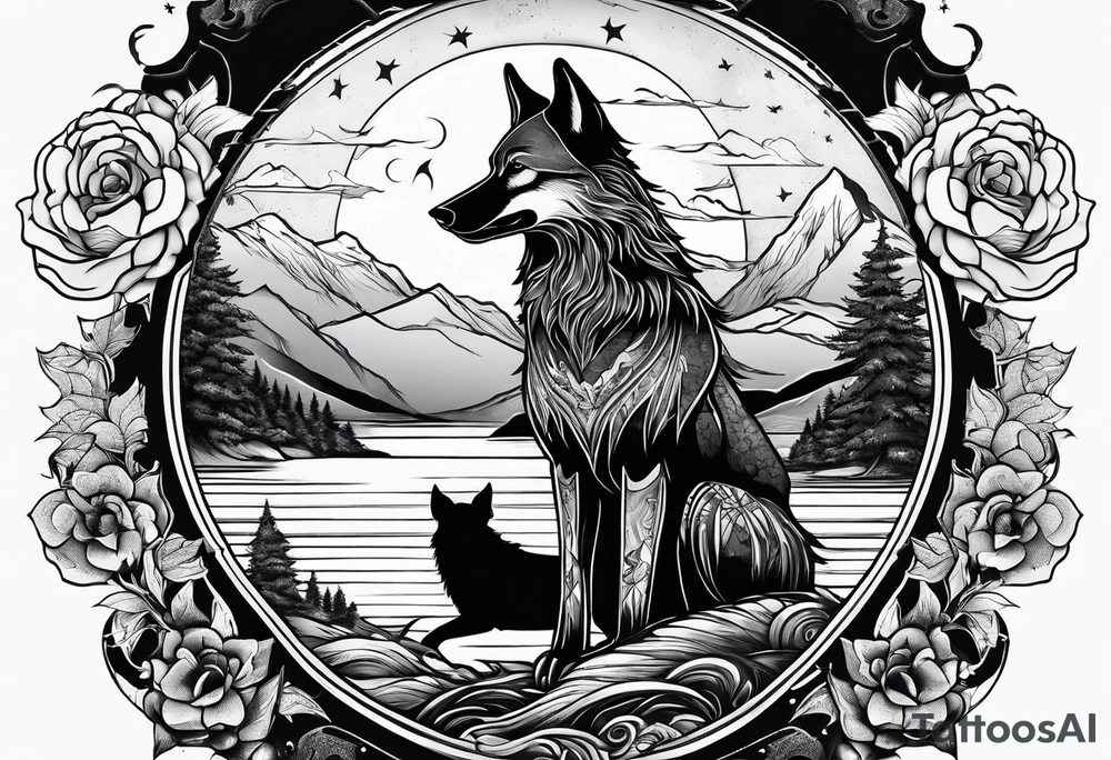 A loon and a wolf tattoo idea