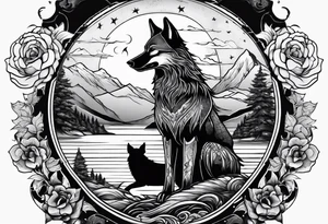 A loon and a wolf tattoo idea