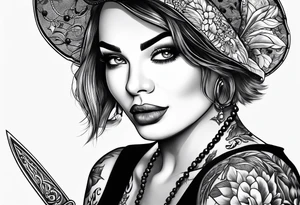 Margo Robbie holding a dagger tattoo idea