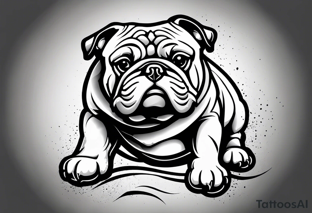 Abseiling bulldog sand blasting tattoo idea