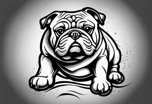 Abseiling bulldog sand blasting tattoo idea