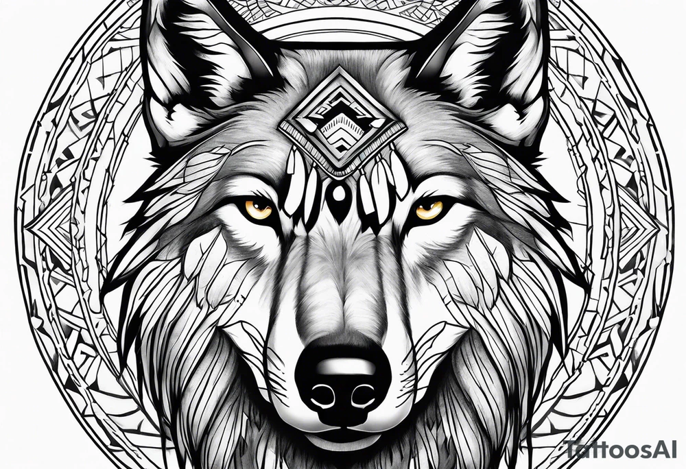 Native American Wolf tattoo idea