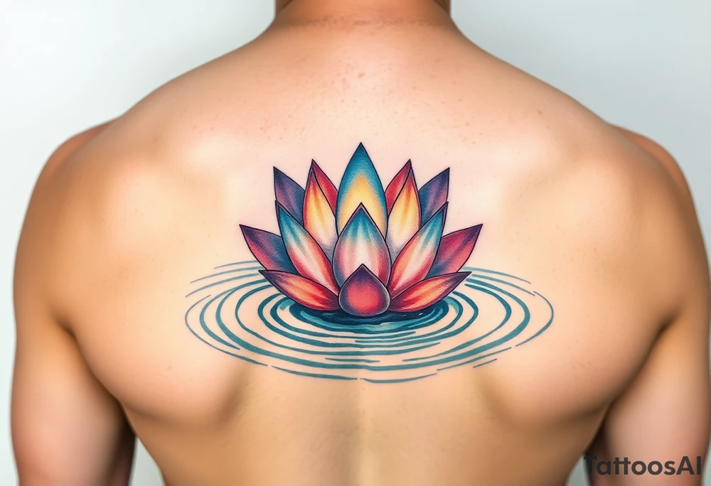 serene lotus flower emerging from sacred waters with ripples tattoo idea