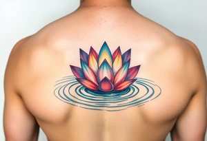 serene lotus flower emerging from sacred waters with ripples tattoo idea