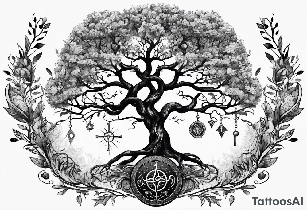 Yggdrasil and Vegvisir together tattoo idea
