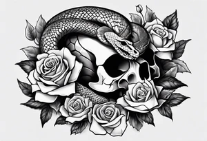 Snake in skull head,money rose,playing cards tattoo idea
