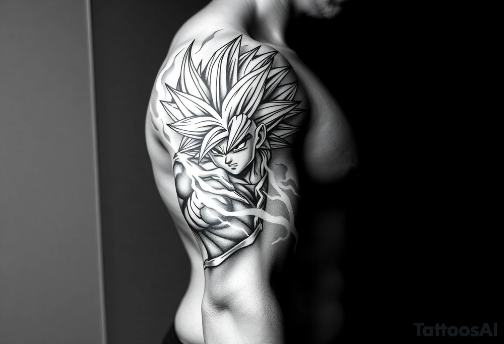 legendary dragonball z scene with energy aura and power effects tattoo idea