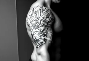 legendary dragonball z scene with energy aura and power effects tattoo idea