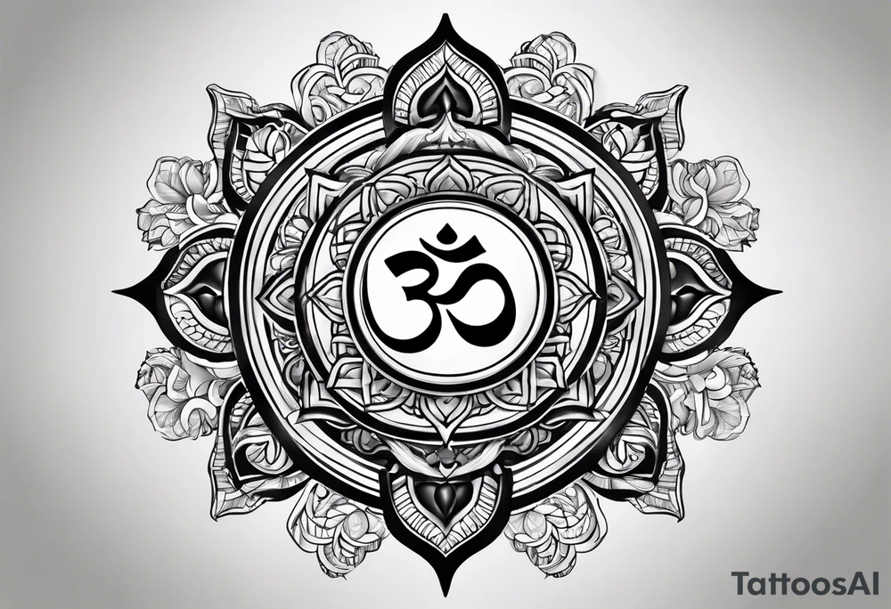 Powerful om symbol with the numbers 777 tattoo idea