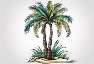 tall solitary royal palm tree tattoo idea