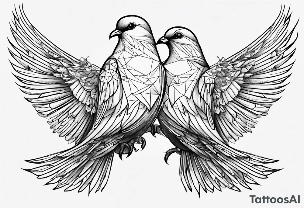 2 doves compas sun tattoo idea