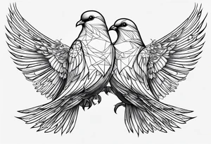 2 doves compas sun tattoo idea
