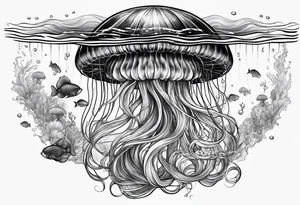 Jellyfish swimming around mermaid tattoo idea