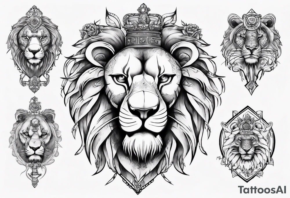 lion holding a khamssa with paw tattoo idea