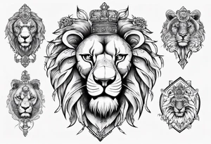 lion holding a khamssa with paw tattoo idea