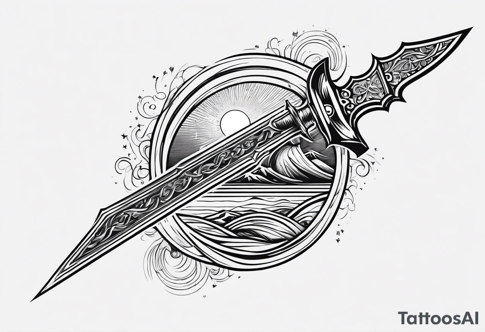 sword, wave, bolt tattoo idea