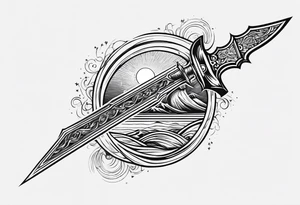 sword, wave, bolt tattoo idea