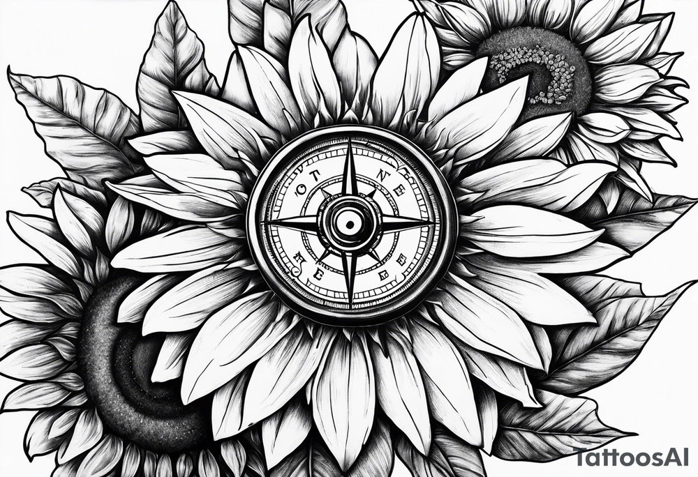 Sunflower and
 compass, with the words "To Thine Own Self Be True" tattoo idea