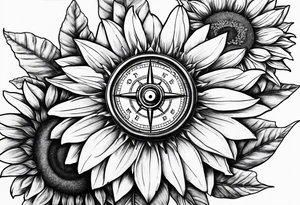 Sunflower and
 compass, with the words "To Thine Own Self Be True" tattoo idea