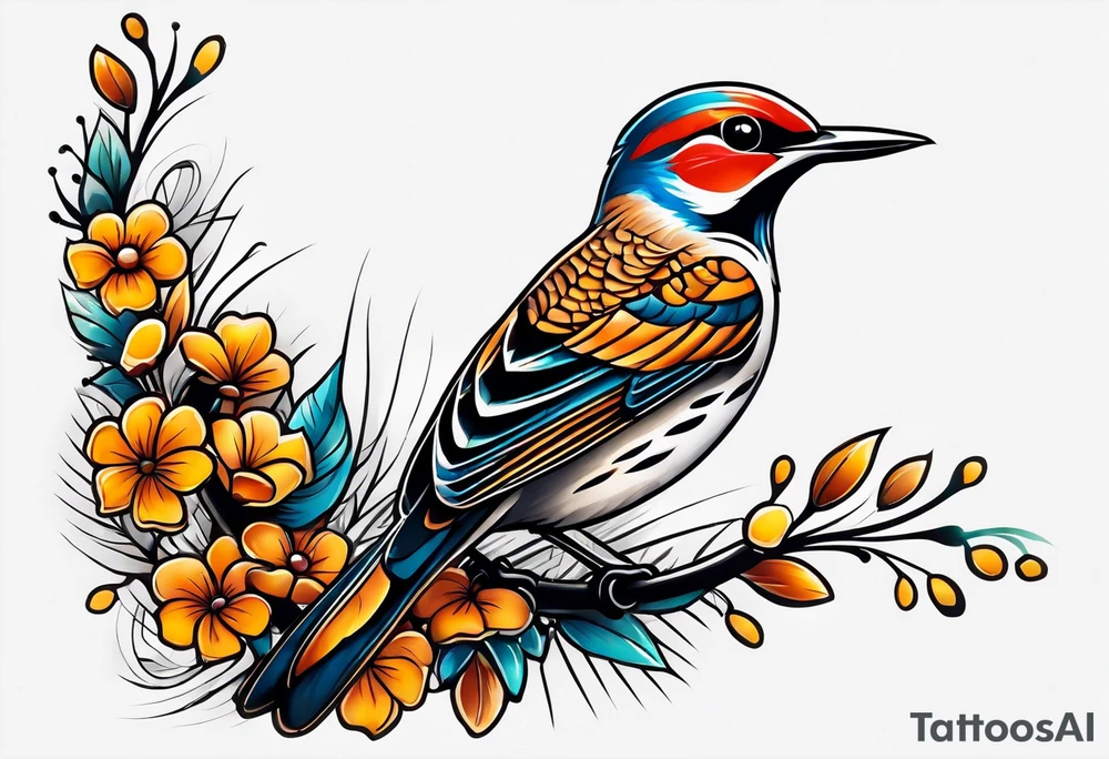 Female flicker bird tattoo idea