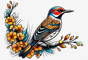 Female flicker bird tattoo idea