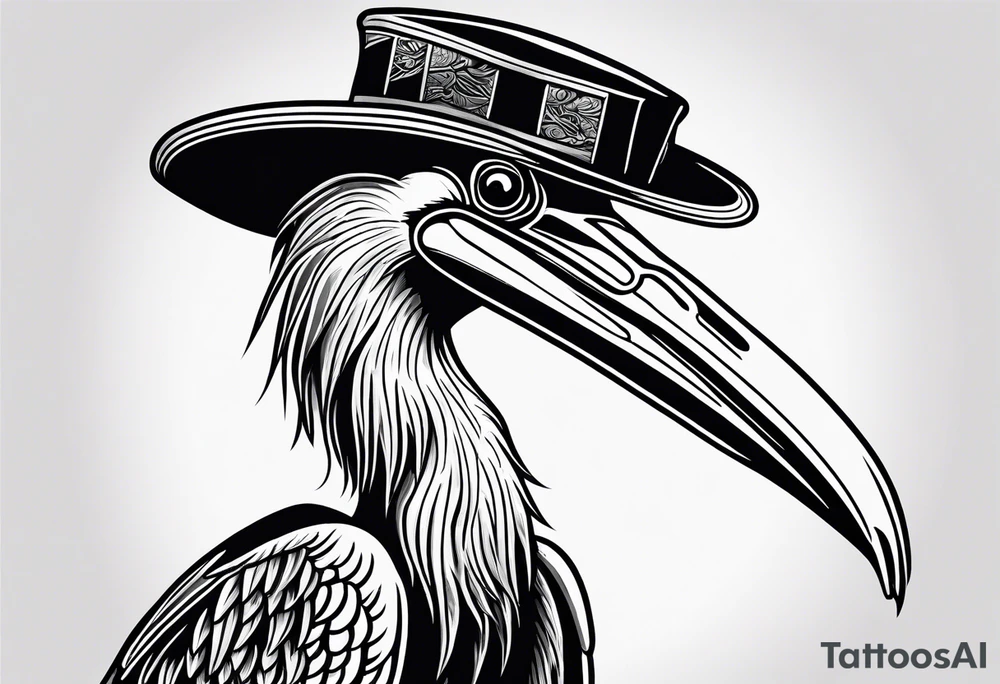 Scary shoebill stork American traditional tattoo idea