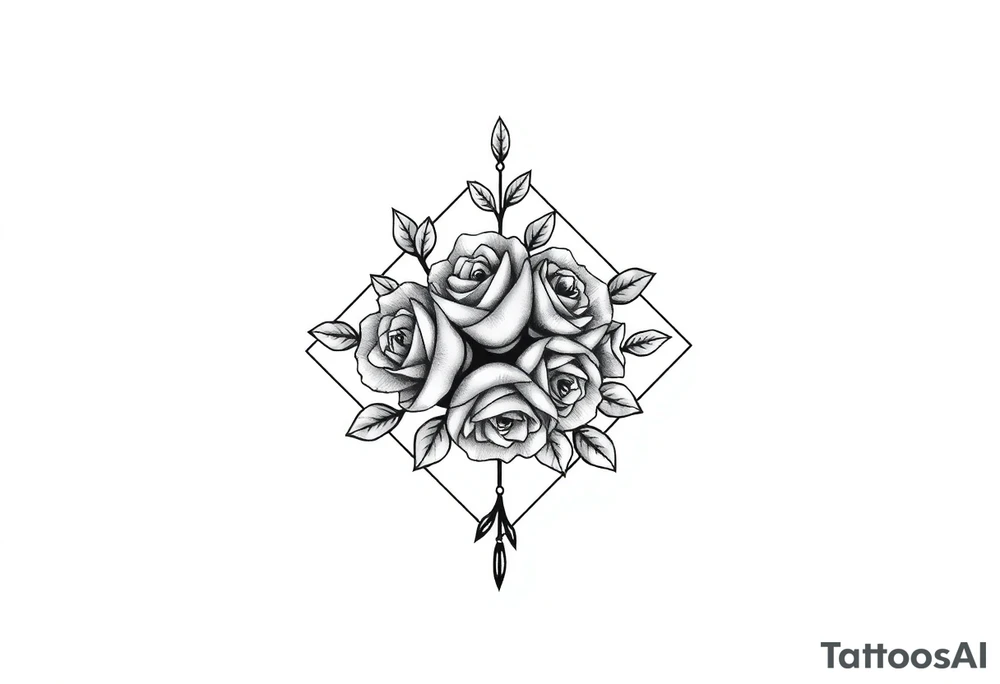 Small Roses filling up the inside of an lateral diamond shape tattoo idea