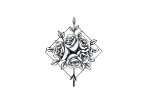 Small Roses filling up the inside of an lateral diamond shape tattoo idea