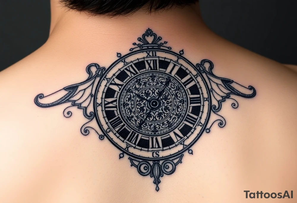 vintage roman numerals within ornate clockwork mechanism tattoo idea