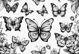 3 fine line butterflies tattoo idea