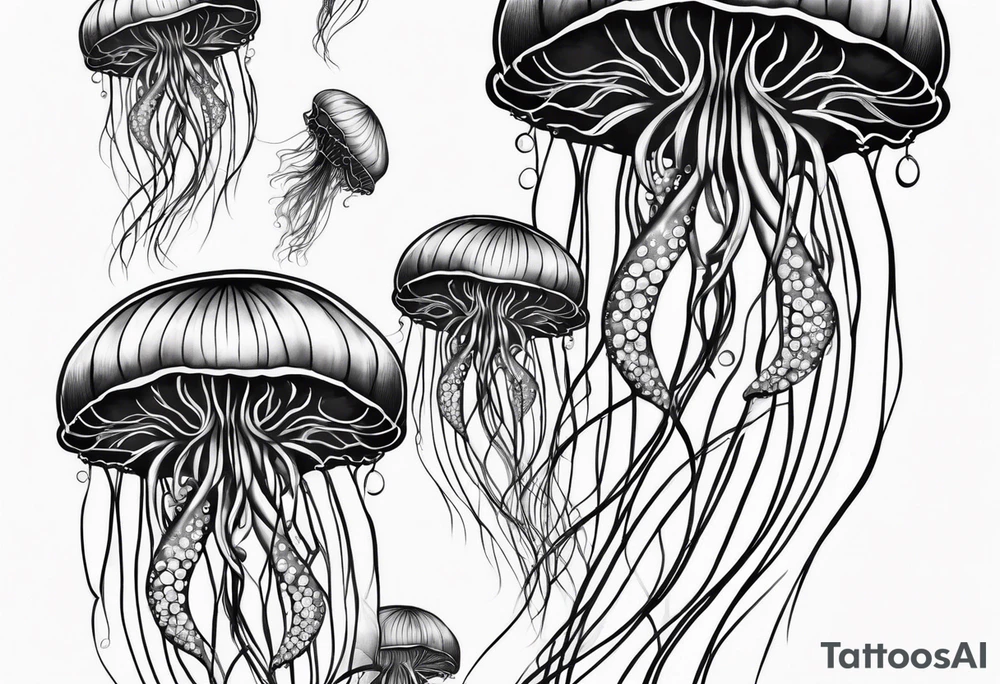 jellyfish with a small head and really long tentacles tattoo idea
