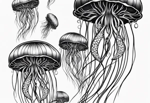jellyfish with a small head and really long tentacles tattoo idea